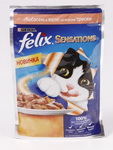 Консервированный корм для кошек Felix Sensation -  с лососем и треской в желе100г