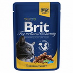 Brit Premium Cat (пауч) Кусочки в соусе с КУРИЦЕЙ и ИНДЕЙКОЙ
